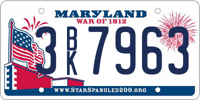 MD license plate 3BK7963