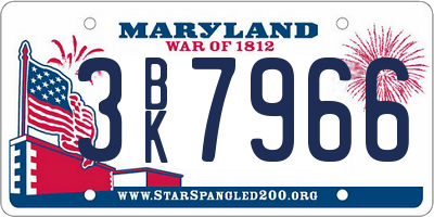 MD license plate 3BK7966