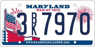 MD license plate 3BK7970