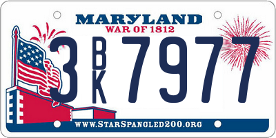MD license plate 3BK7977