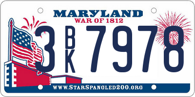 MD license plate 3BK7978