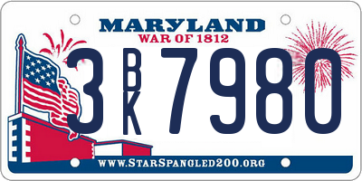 MD license plate 3BK7980