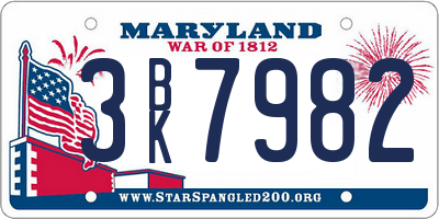 MD license plate 3BK7982