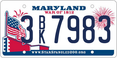 MD license plate 3BK7983