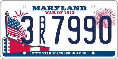 MD license plate 3BK7990