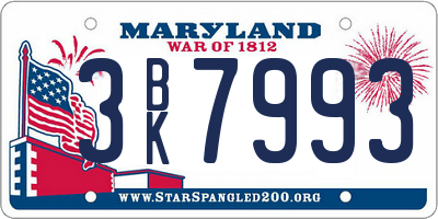 MD license plate 3BK7993