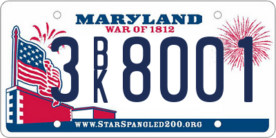 MD license plate 3BK8001