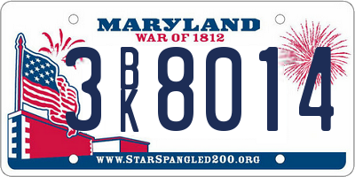 MD license plate 3BK8014
