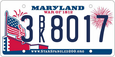 MD license plate 3BK8017