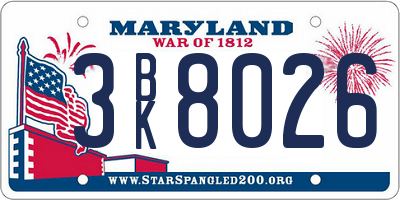 MD license plate 3BK8026