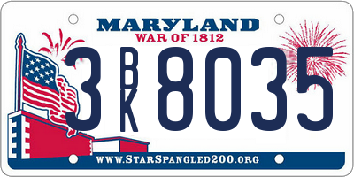 MD license plate 3BK8035