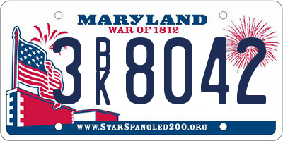 MD license plate 3BK8042