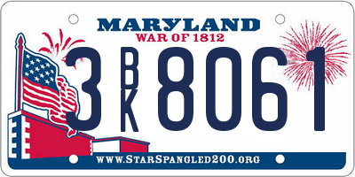 MD license plate 3BK8061