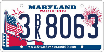 MD license plate 3BK8063