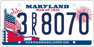 MD license plate 3BK8070