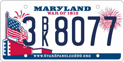 MD license plate 3BK8077