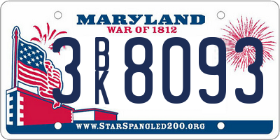 MD license plate 3BK8093