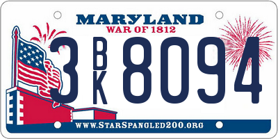 MD license plate 3BK8094