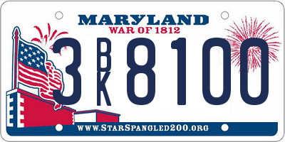 MD license plate 3BK8100