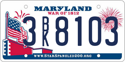 MD license plate 3BK8103