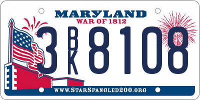 MD license plate 3BK8108