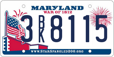 MD license plate 3BK8115