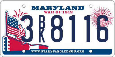 MD license plate 3BK8116
