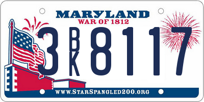 MD license plate 3BK8117