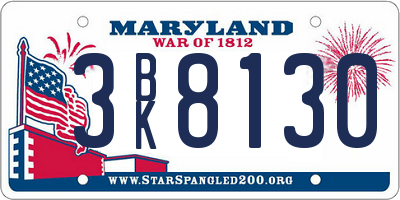 MD license plate 3BK8130