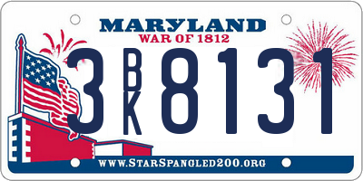 MD license plate 3BK8131