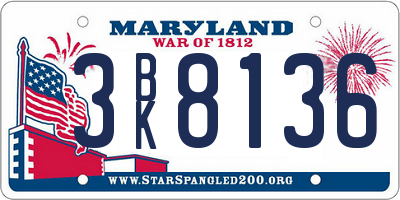MD license plate 3BK8136