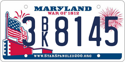 MD license plate 3BK8145