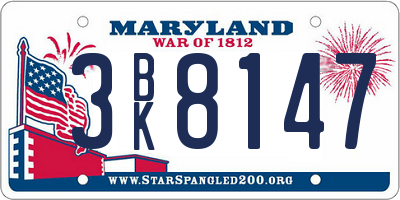 MD license plate 3BK8147