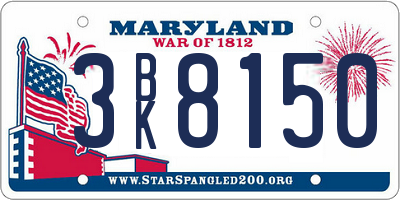 MD license plate 3BK8150