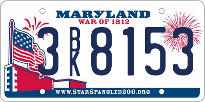 MD license plate 3BK8153