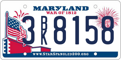 MD license plate 3BK8158