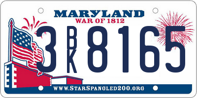 MD license plate 3BK8165
