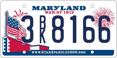 MD license plate 3BK8166