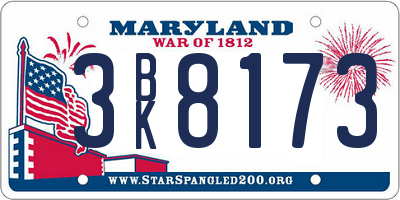 MD license plate 3BK8173