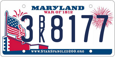 MD license plate 3BK8177
