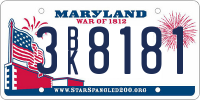 MD license plate 3BK8181
