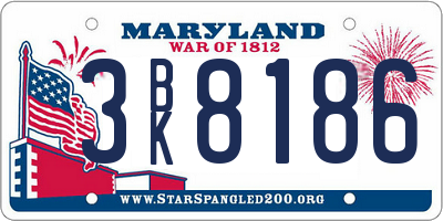 MD license plate 3BK8186