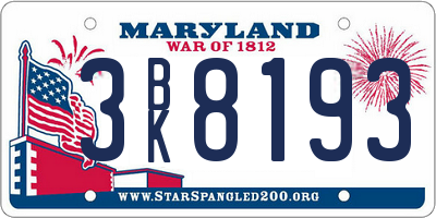 MD license plate 3BK8193