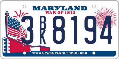 MD license plate 3BK8194