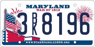MD license plate 3BK8196