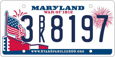 MD license plate 3BK8197