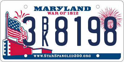 MD license plate 3BK8198