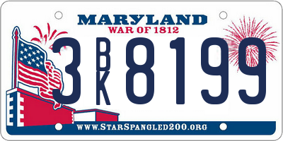 MD license plate 3BK8199