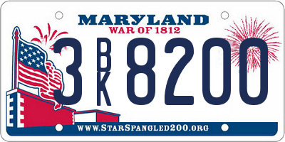 MD license plate 3BK8200