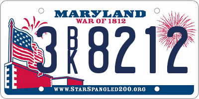 MD license plate 3BK8212